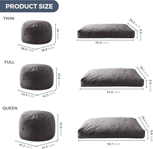 MAXYOYO Giant Bean Bag Chair Bed for Adults, Convertible Floor Sofa G466
