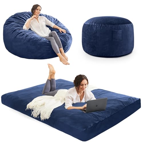Giant Bean Bag Chair for Adults Convertible Bed with Microfiber Cover Charcoal G62613