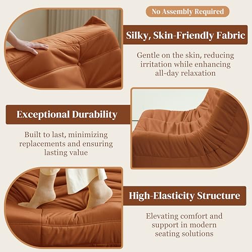 Bean Bag Chair for Adults Suede Microfiber Fireside Floor Chair 3-Seater Beige F151744
