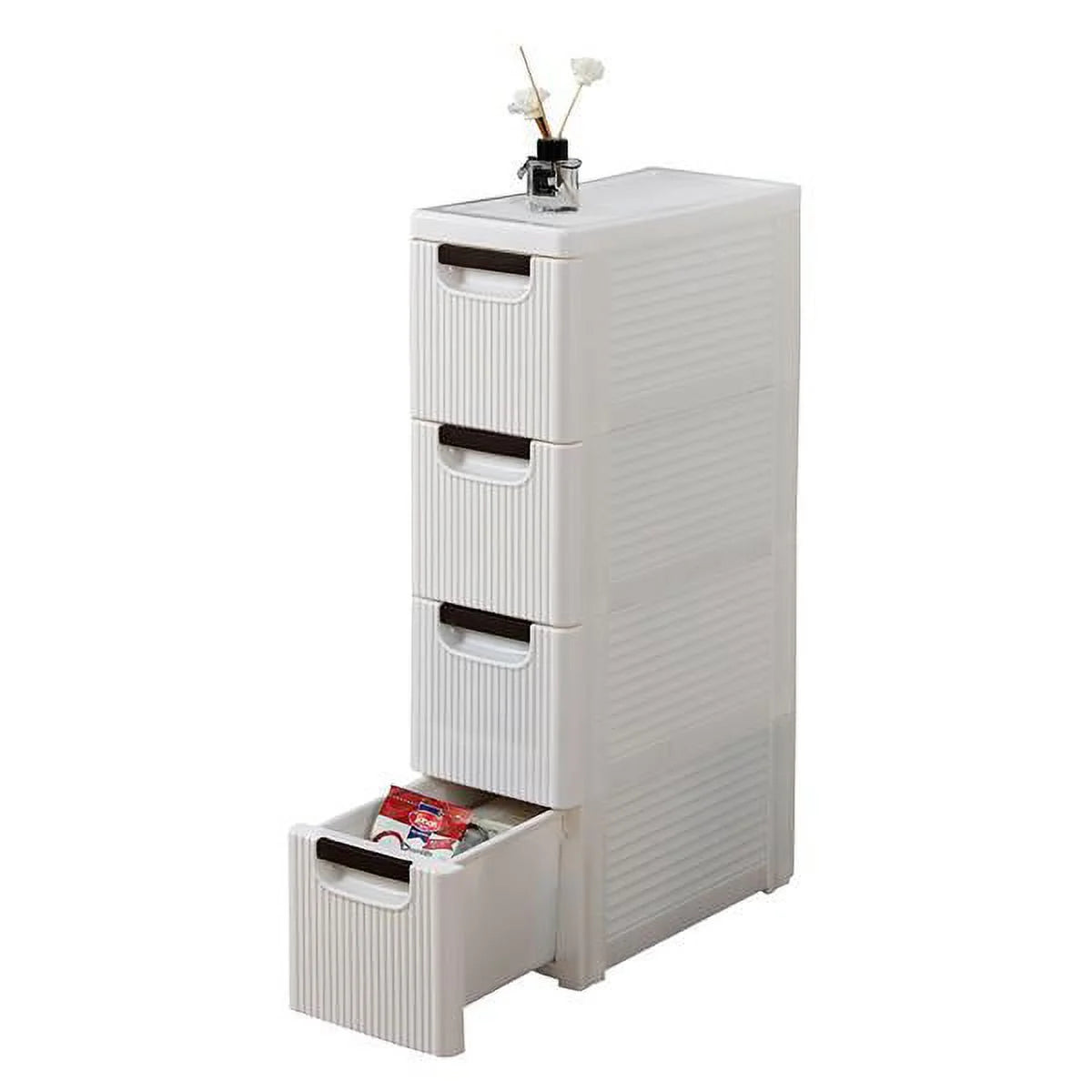 Fithood 4-Tire Rolling Cart Organizer with Wheels Narrow Storage Cabinet T82704