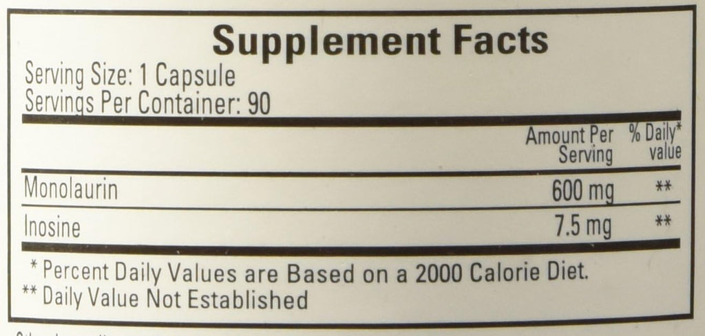Ecological Formulas Monolaurin 600mg 90 Capsules K812