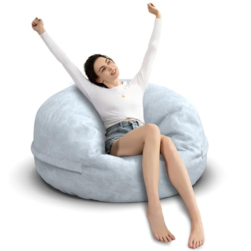 Bean Bag Chair for Adults 3FT, Soft Removable Cover, Light Gray M535251