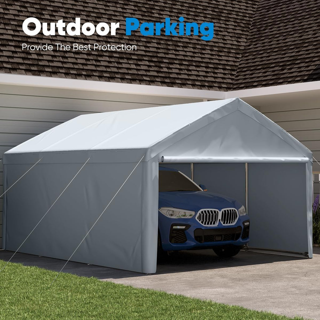 Quictent 13'x20' Heavy Duty Carport Galvanized Car Canopy Outdoor Boat Shelter - Silver Gray X40987