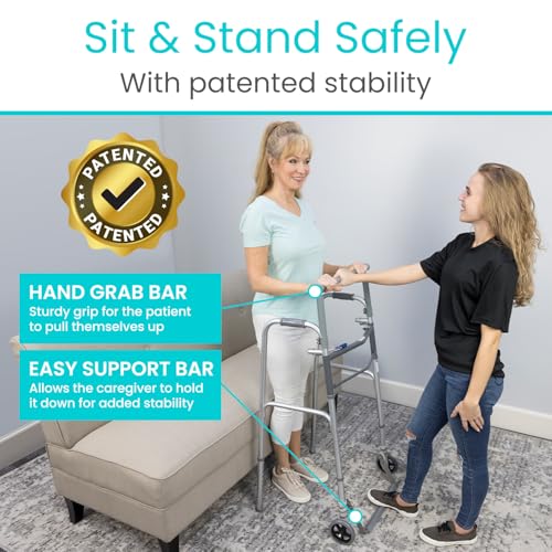 Vive Sit to Stand Walker - Lightweight Folding Rollator for Seniors A92008
