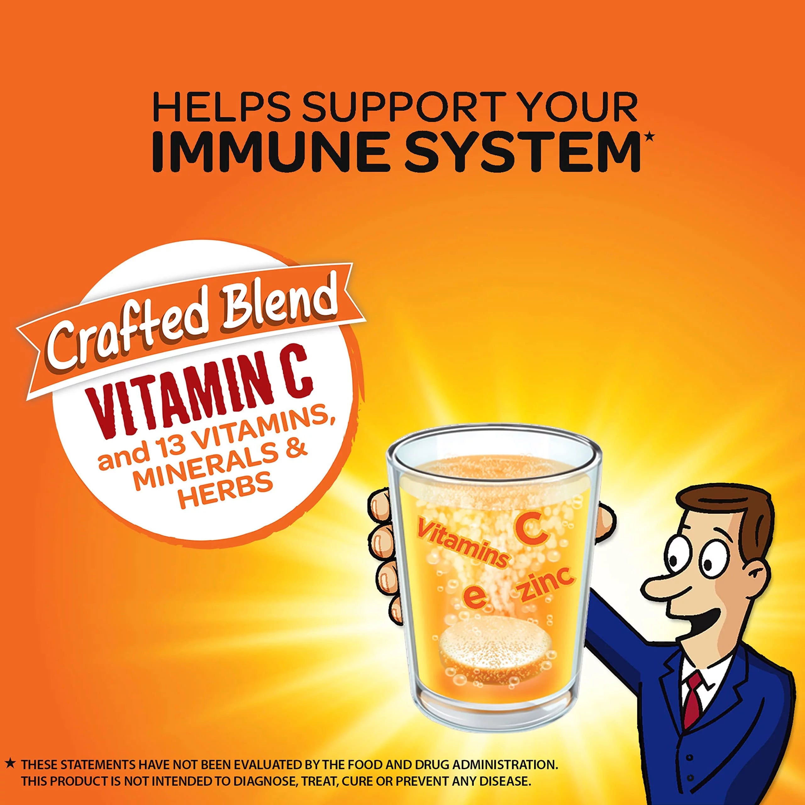 Airborne 1000mg Vitamin C with Zinc Effervescent Tablets, Orange Flavor, 36 Count L888164
