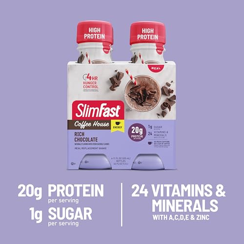 SlimFast Protein Shake, Chocolate, 20g Protein, Meal Replacement, 12 Count R712103