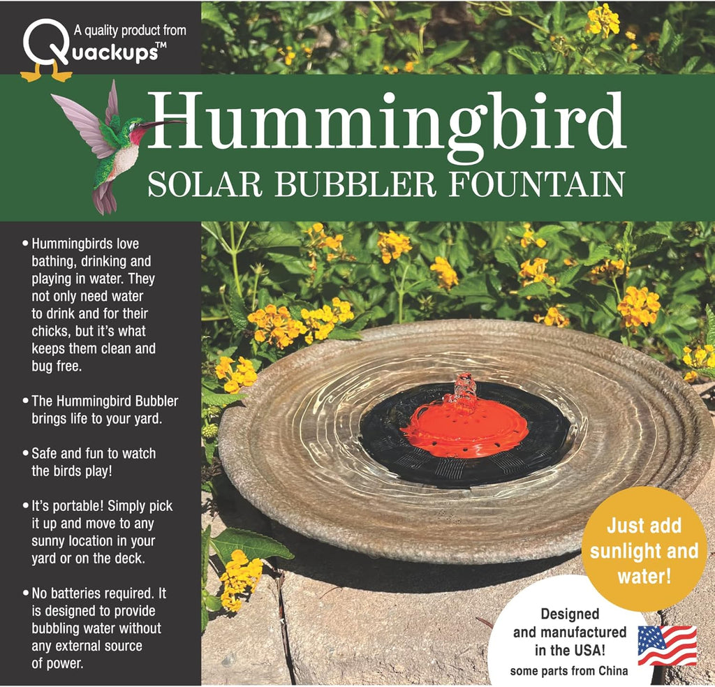 Solar Bubbler Fountain for Hummingbirds, Red Dome for Garden V18690