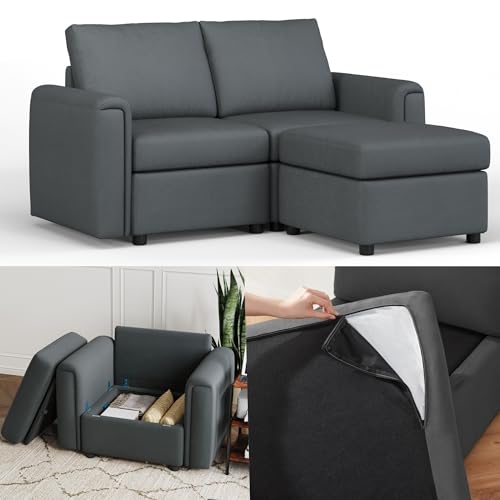 LINSY HOME Modular U Shaped Sectional Sofa with Storage, Blue M8981