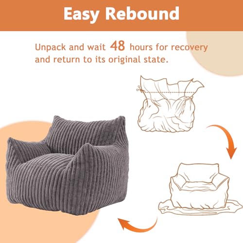 Giant Bean Bag Chair with Filling and Armrests for Adults Teens P241564