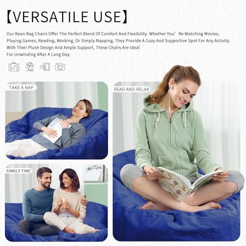 Bean Bag Chair for Adults 3FT, Soft Removable Cover, Light Gray M535251