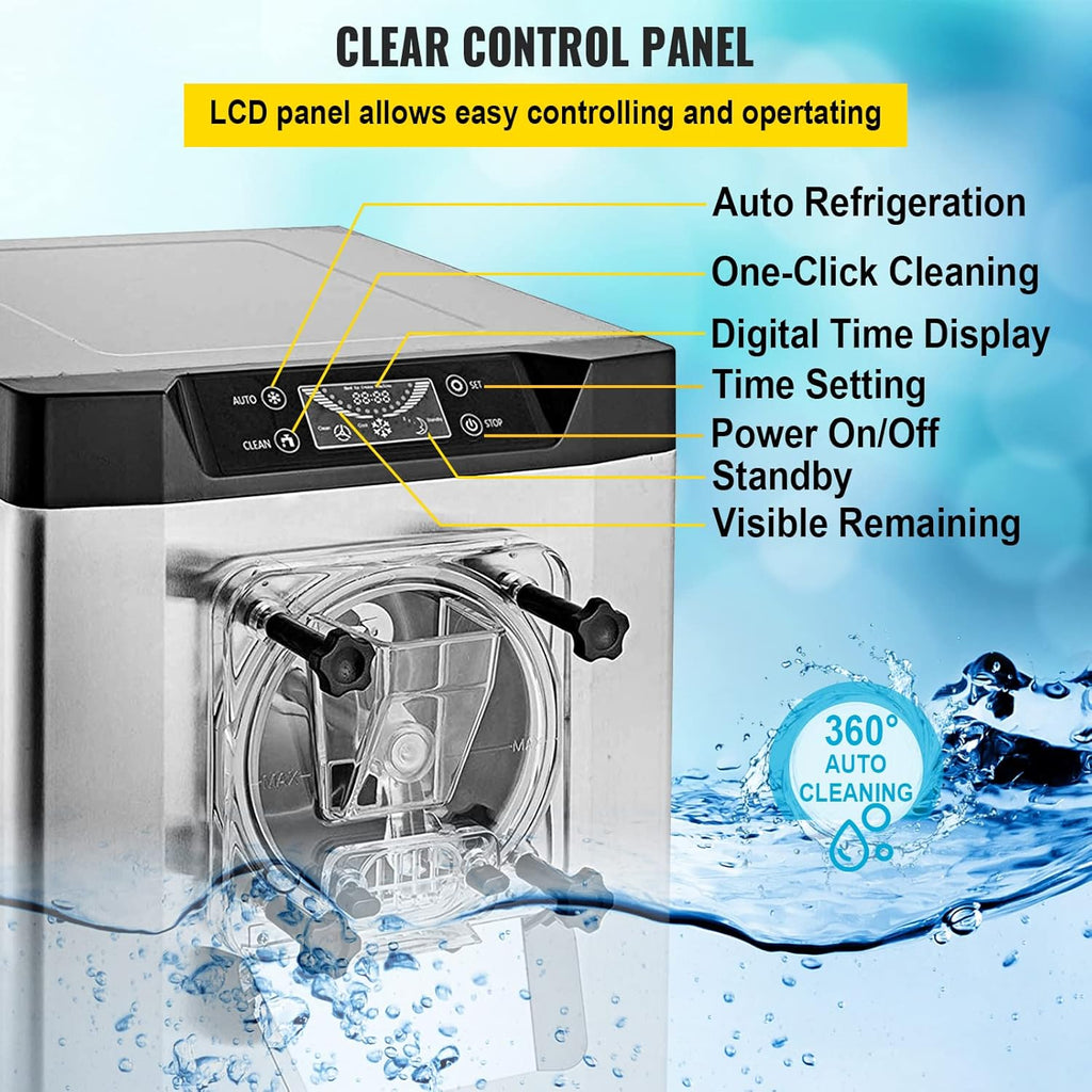 VEVOR Commercial Ice Cream Machine 1400W 20/5.3 Gph Hard Serve Ice Cream Maker with LED Display W835