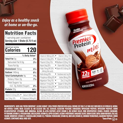 Premier Protein Shake MINIs Chocolate, 8.75 fl oz, Pack of 12 O5594
