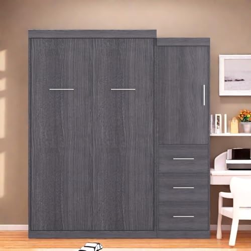 SOFTSEA Twin Murphy Bed Wood Wall Bed Foldable Cabinet Z16864