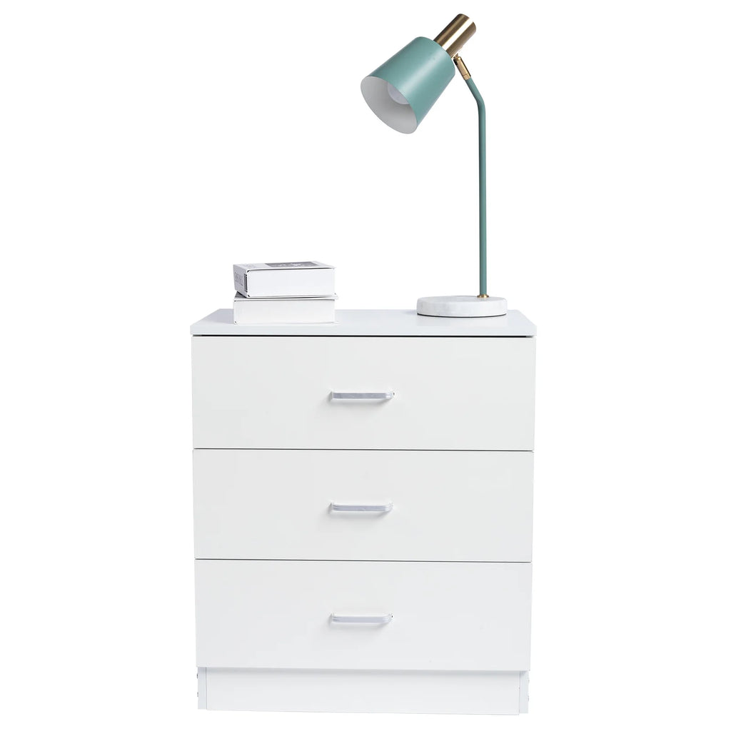SYNGAR Modern 3-Drawer Wooden Dresser Cabinet, White R9601