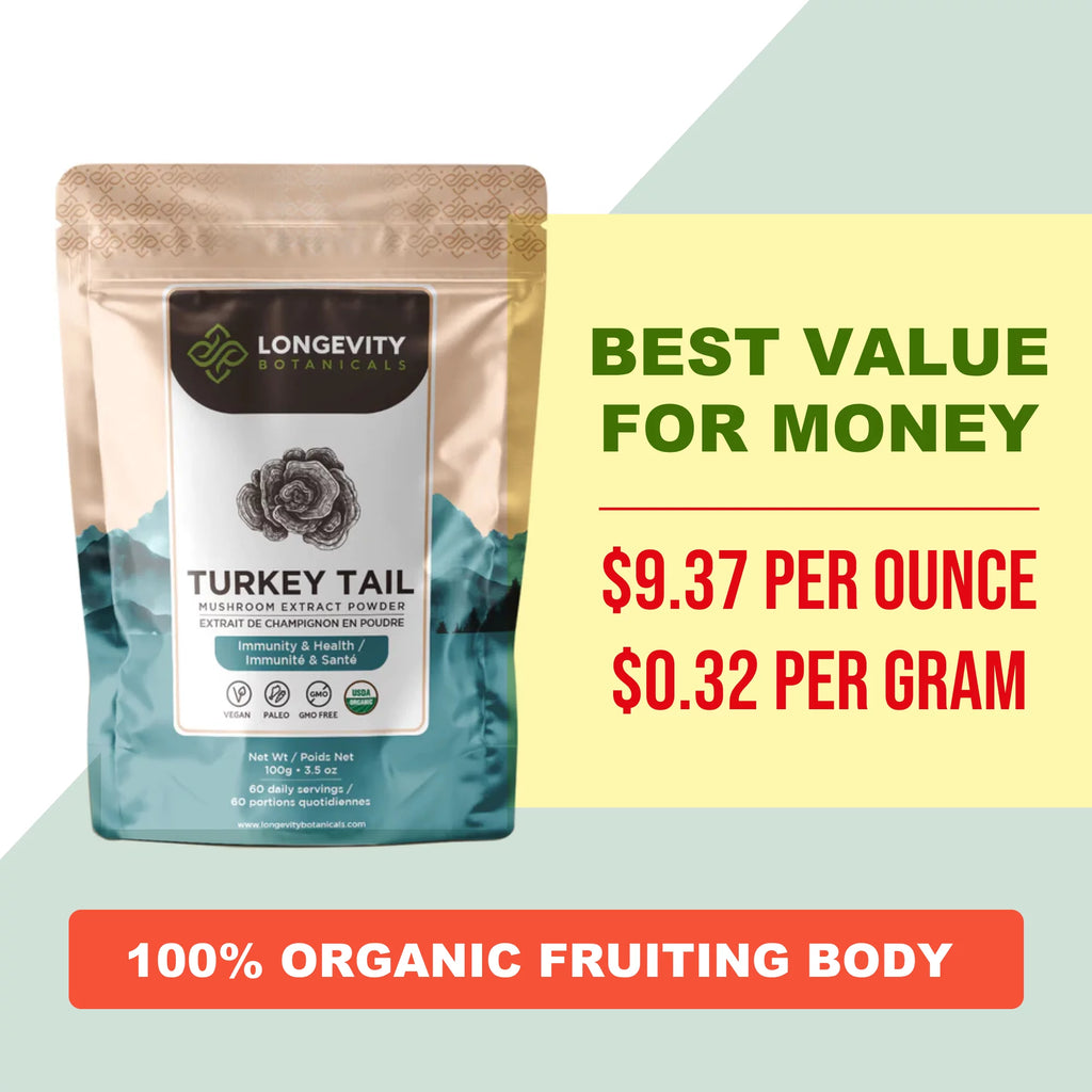 Longevity Botanicals Organic Turkey Tail Mushroom Powder, 3.5 oz C7807