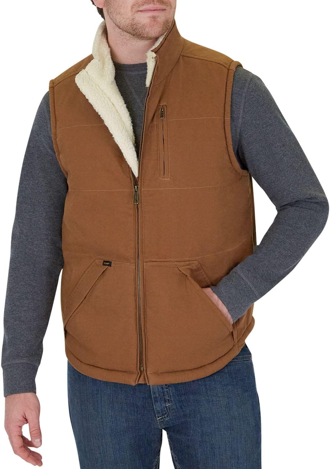 Lee Men's Workwear Canvas Vest with Pockets, Tobacco X-Large E799501