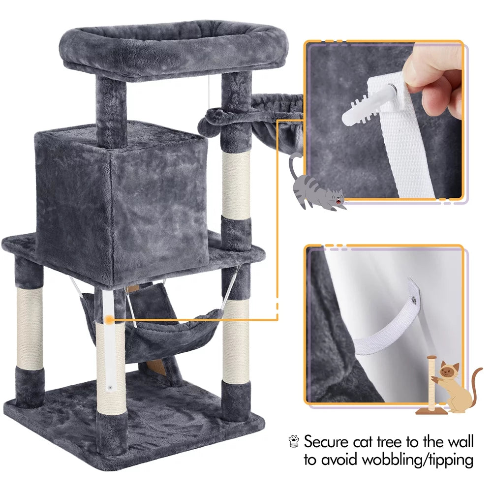 Topeakmart 40-in Cat Tree Tower with Condo Perch, Dark Gray M5481