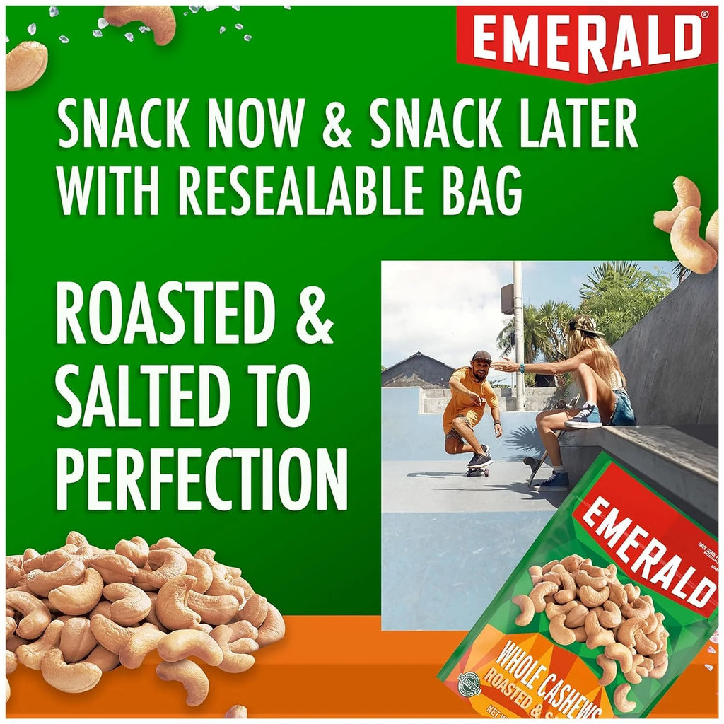 Emerald Nuts Whole Cashews Roasted & Salted, 8 CT Box, 20 oz H343128