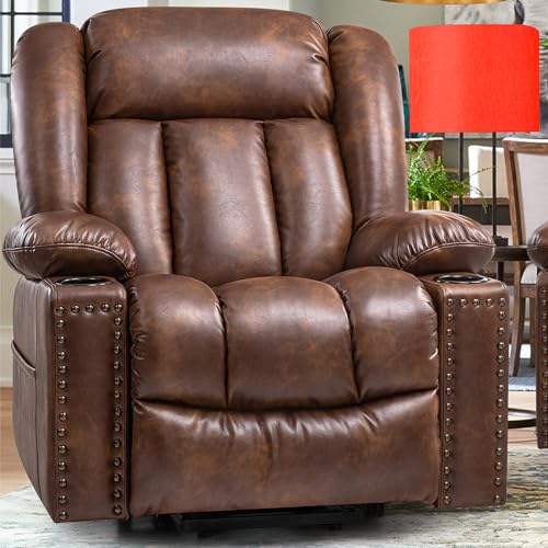 Large Power Lift Chair Recliner for Elderly with Heat and Massage, Dark Brown W500