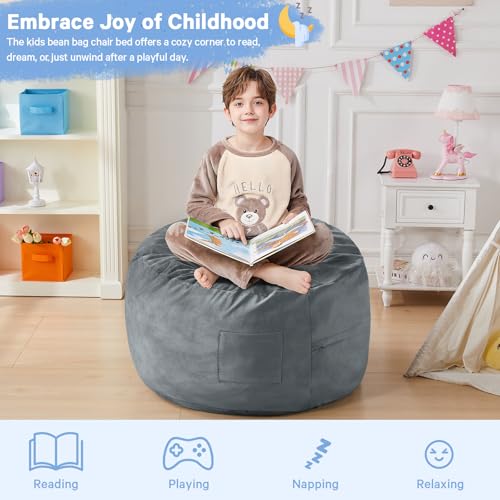 Giant Bean Bag Chair for Adults Convertible Bed with Microfiber Cover Charcoal G62613