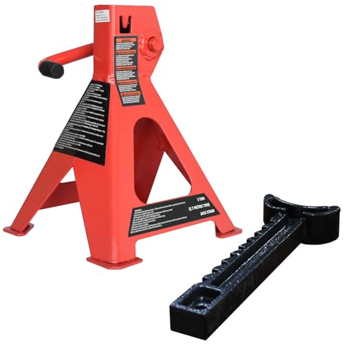 Amazon Basics Steel Jack Auto Stands 6,000 lb Capacity, 1 Pair, Black and Red U382