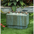 LuxenHome 24" Gray Rectangular and Birds Resin Outdoor Bubbler Fountain with LED Lights Waterfall Fountain Decoration for Garden Back Yard Courtyard Patio