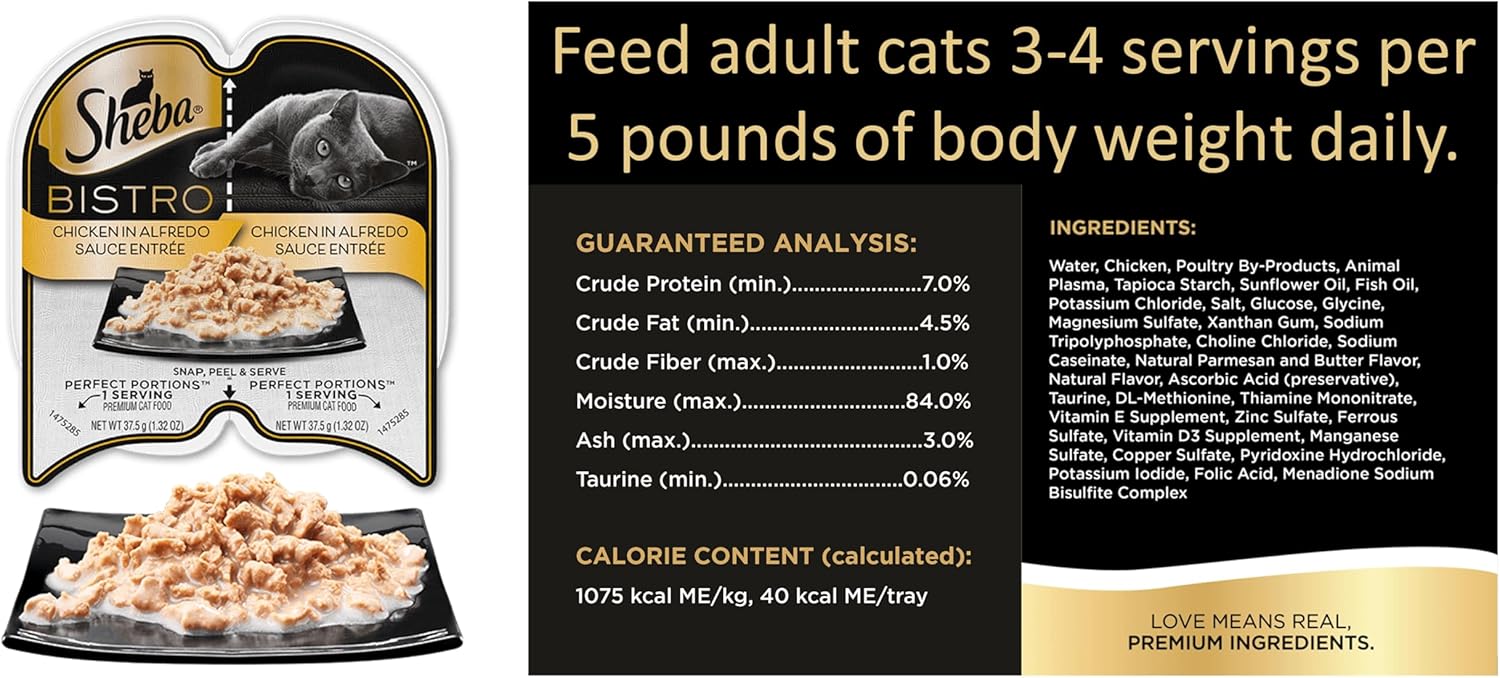 Sheba Perfect Portions Bistro Wet Cat Food Bundle, 8 Trays, Salmon & Chicken Alfredo O6108