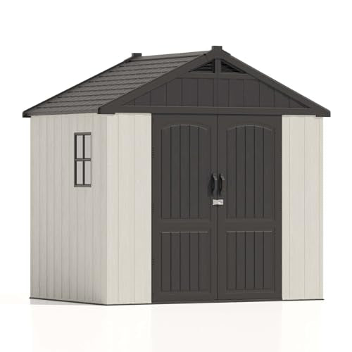 Patiowell 8 x 12 FT Plastic Outdoor Storage Shed with Floor, Window and Lockable Door F41822