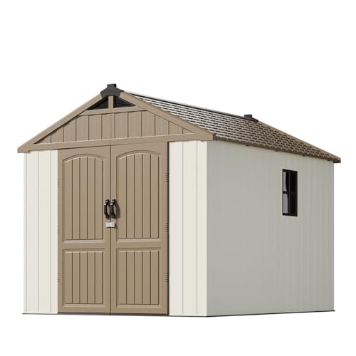Patiowell 8 x 12 FT Plastic Outdoor Storage Shed with Floor, Window and Lockable Door F41822