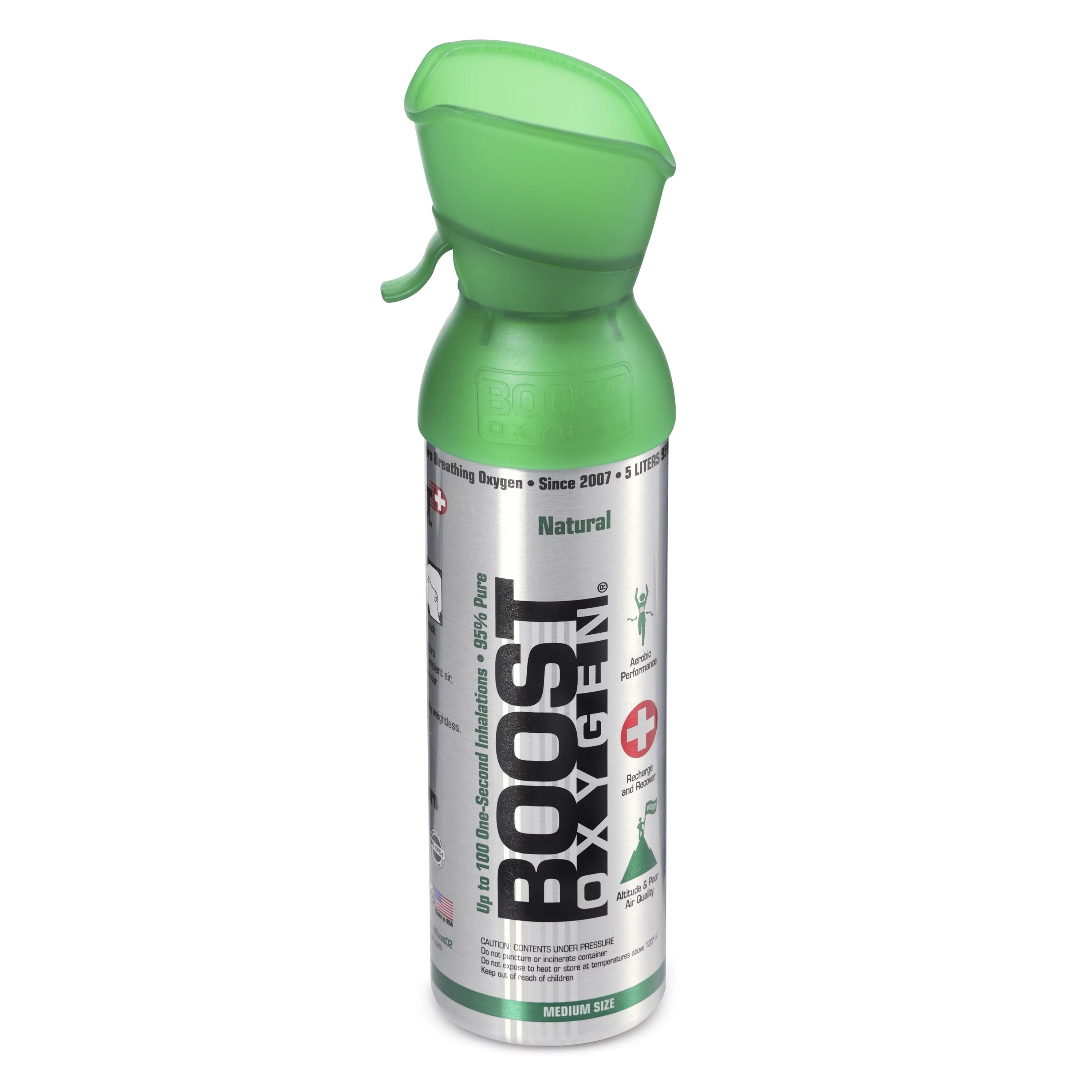 Boost Oxygen Natural Portable 5 Liter Pure Oxygen Canister, Flavorless 2 Pack T12693