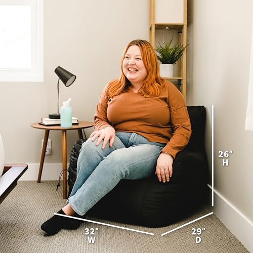 Big Joe Dorm Bean Bag Chair with Drink Holder, Black Smartmax, 3 ft Q1693