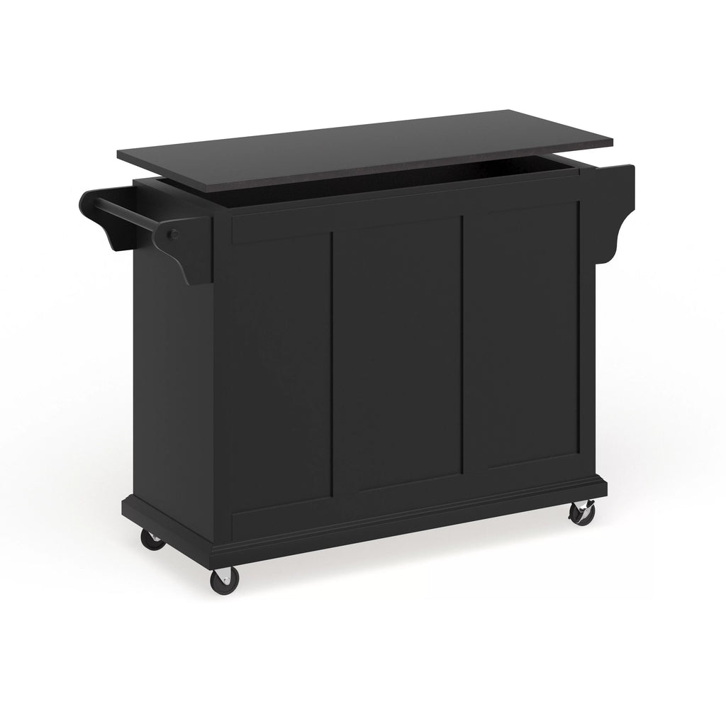 Crosley Furniture Black Wood Kitchen Cart with Solid Granite Top O708