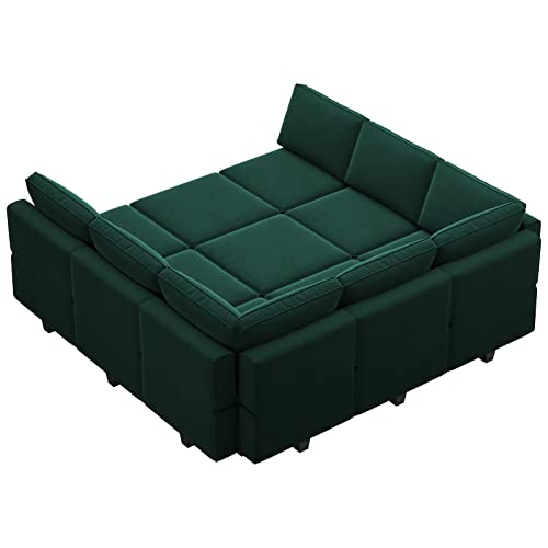Belffin Modular Velvet Sectional Sofa with Chaise Lounge and Storage, Grey T418154