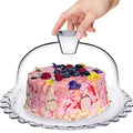 Glass Cake Stand with Dome - 10 inch Glass Multifunctional Serving Platter, Great for Salad Bowl, Cake Plate, Fruit Plate.