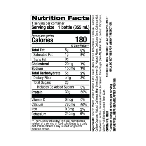 Jocko Mölk 30g Grass Fed Protein Shakes, No Added Sugar, KETO Friendly, 12 FL Oz (Pack of 12) Chocolate V650475