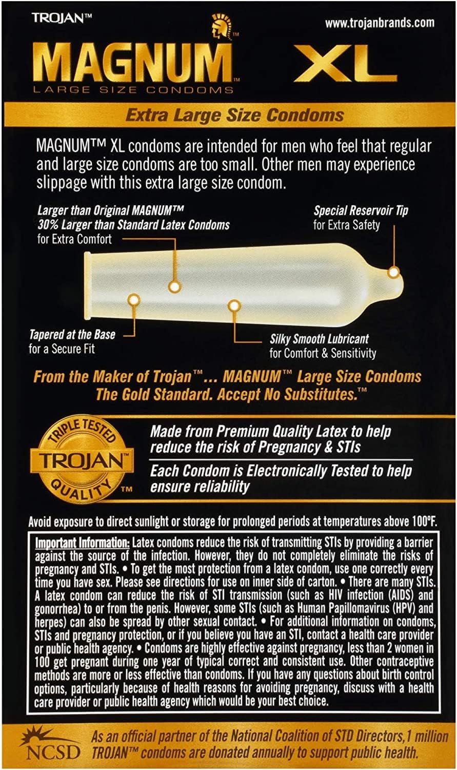 Trojan Magnum Lubricated Condoms, Extra Large, 12 Count R47175