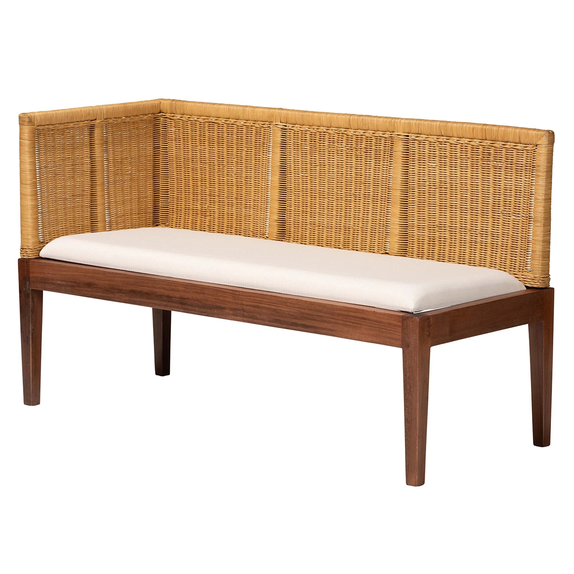 Baxton Studio Tabanan Boho Dining Banquette Set, 2-Piece, Brown X2789