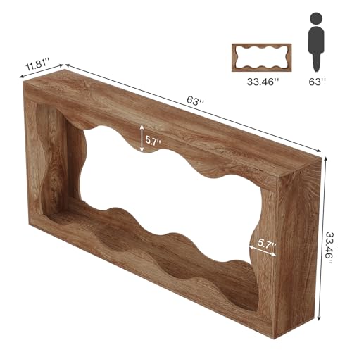 Tribesigns 63 Inches Farmhouse Console Table with Storage, Brown T384