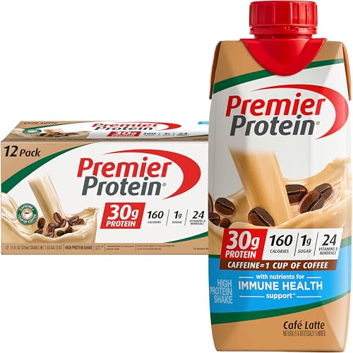 Premier Protein Cafe Latte Shake, 30g Protein, 11 fl oz, 12 Pack A19679