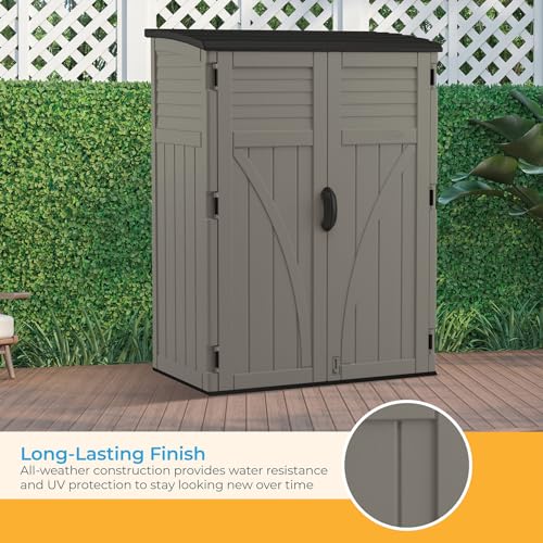 Suncast 54 Cubic Ft. Vertical Resin Outdoor Storage Shed with Lockable Double Doors C761295