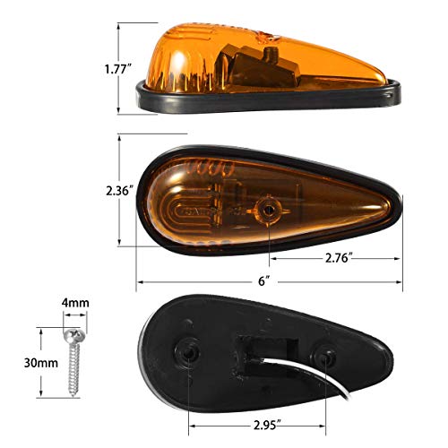 Partsam Amber Teardrop Cab Light 9LED 5pcs with Wiring for Trucks, Vans, Pickups, Semis and RVs X418033