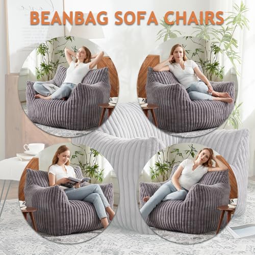 Giant Bean Bag Chair with Filling and Armrests for Adults Teens P241564