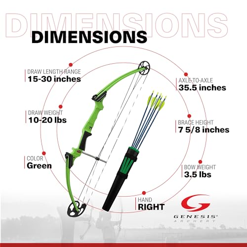 Genesis Original Lightweight Left Handed Compound Bow, Yellow Z243759