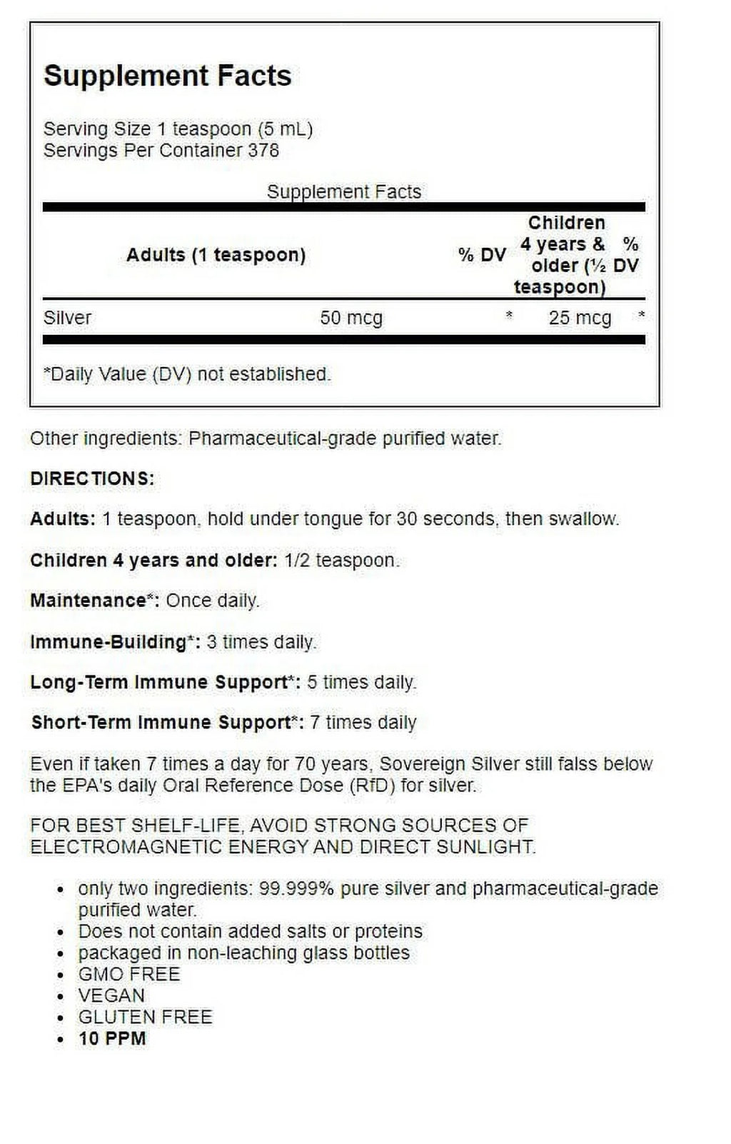 Sovereign Silver Bio-Active Silver Hydrosol 10 ppm 64 fl oz I143018
