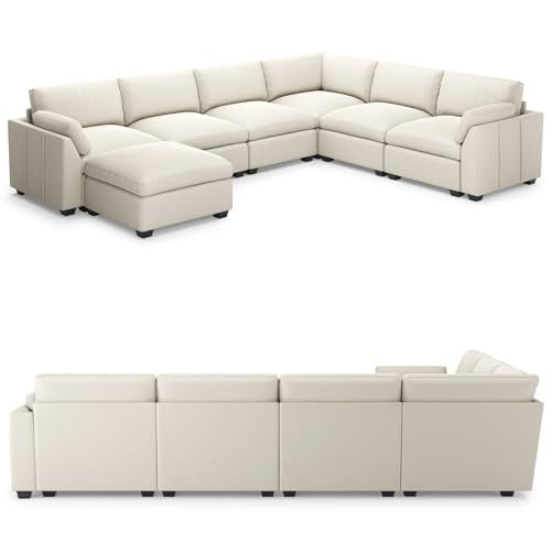 Belffin Extra Large Modular Sectional Sofa, 4-Seater L Shaped Velvet Couch, Black A1471