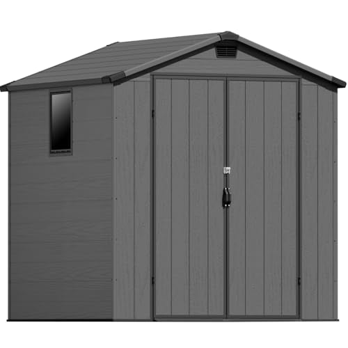 Patiowell 6 x 8 FT Plastic Outdoor Storage Shed with Floor, Dark Grey O60190