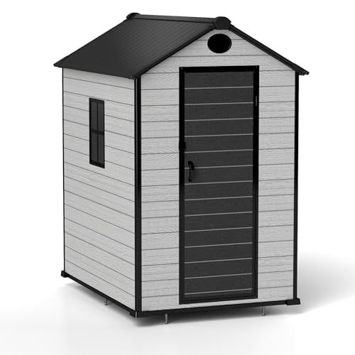 7.3 x 12 FT Resin Outdoor Storage Shed with Floor, Grey S427927