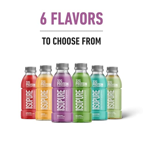 Isopure Zero Carb 32g Clear Protein Drink, Whey Protein Isolate, Blue Raspberry, 12 Pack B35019