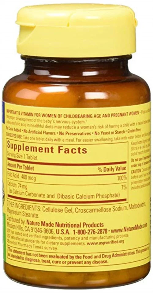 Folic Acid 400 mcg Tablets, Pack of 3 K330749