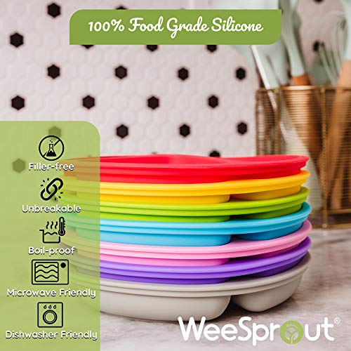 WeeSprout Suction Plates with Lids for Babies & Toddlers, 100% Silicone, 3 Pack S449223